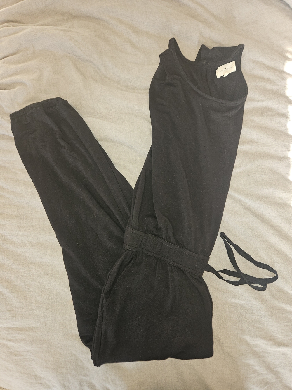 Lou & Grey Black Sleeveless Jumpsuit with Drawstring Waist